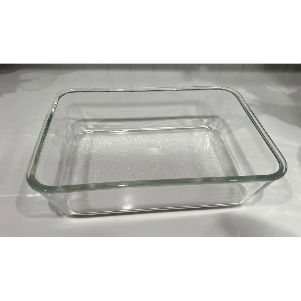 Vintage Glasbake J-804 Clear Glass Rectangular Baking Dish Textured Bottom USA
